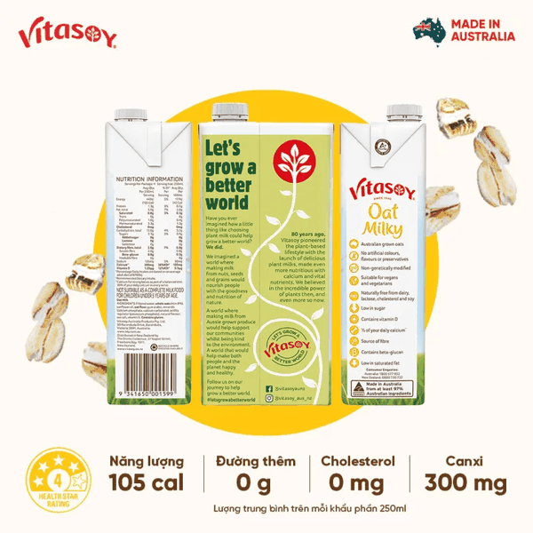 Sữa yến mạch Vitasoy ít đường hộp 1 lít