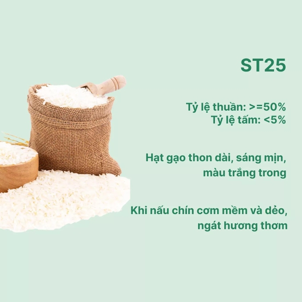 Gạo thơm dẻo đặc biệt ST25 Neptune túi 5kg (1 Túi)