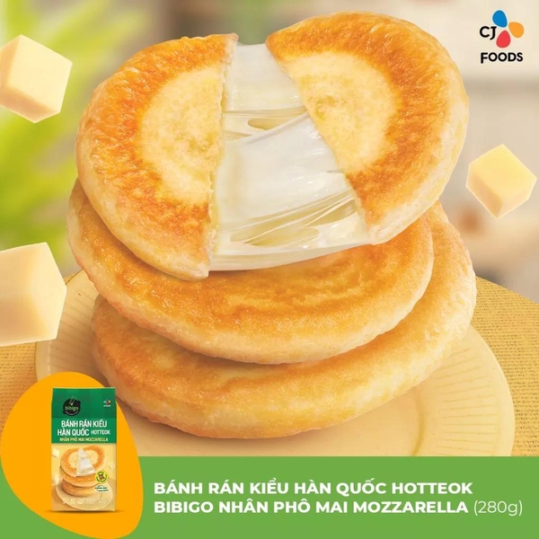 Bánh rán kiểu Hàn Quốc Hotteok Mozzarella Bibigo gói 280g (1 Gói)