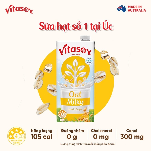 Sữa yến mạch Vitasoy ít đường hộp 1 lít