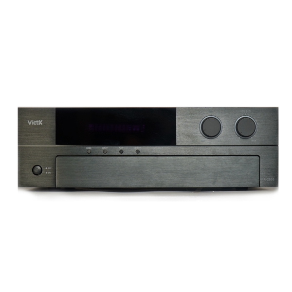 Đẩy liền vang VietK/ Model A-2500 - 2-Channel 500W+500W Power Amplifier/ 20Hz–20kHz/ SNR 70dB/ MIC 12mV / MUSIC 300mV