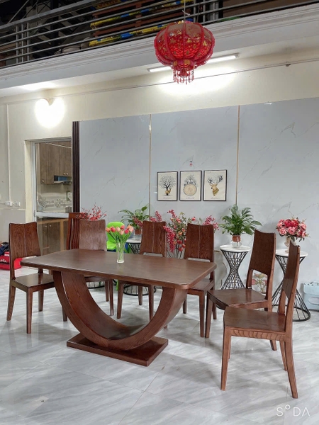 Bộ bàn ăn gỗ sồi kt 80x1m6 MS151