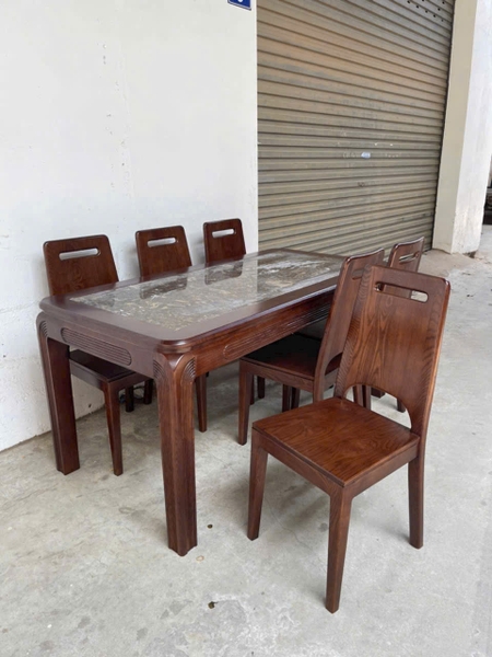 Bộ bàn ghế ăn gỗ sồi kt 80x1m6 MS 140