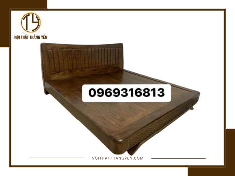 Giường gỗ chân quỳ xoan đào MS52