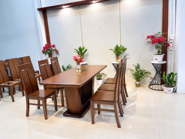 Bộ bàn ăn ghế sồi kt 80x1m6 6 ghế MS148