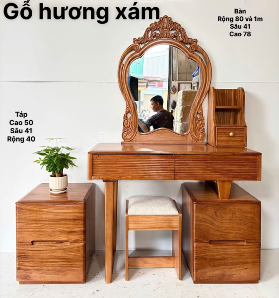 Bàn phấn gỗ hương xám MS02