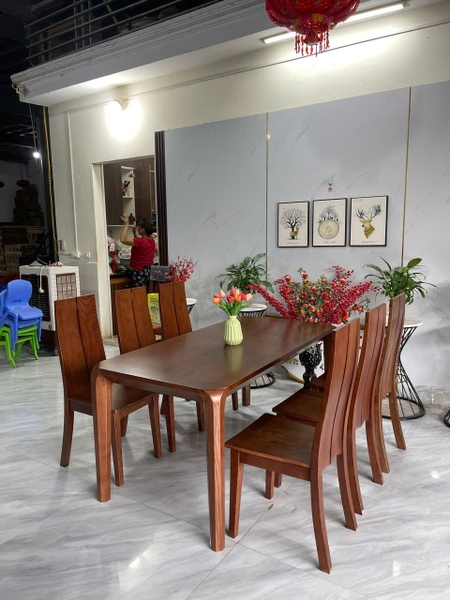 Bộ bàn ghế ăn gỗ sồi Kt 80x1m6 MS142