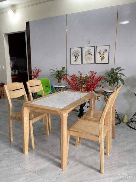 Bộ bàn ăn ghế sồi kt 65x1m2 4 ghế MS149