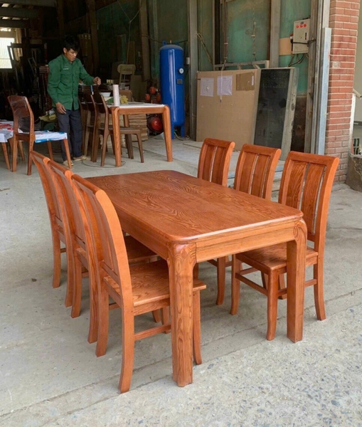 Bộ bàn ghế ăn gỗ sồi Kt 80x1m6 MS145