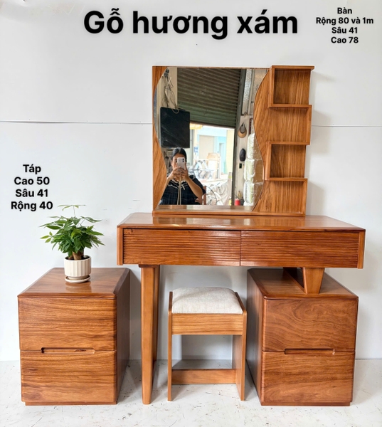 Bàn phấn gỗ hương xám MS12