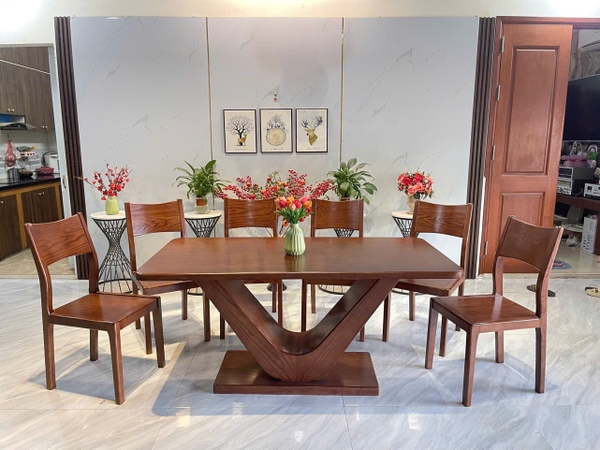 Bộ bàn ghế ăn gỗ sồi Kt 80x1m6 MS144