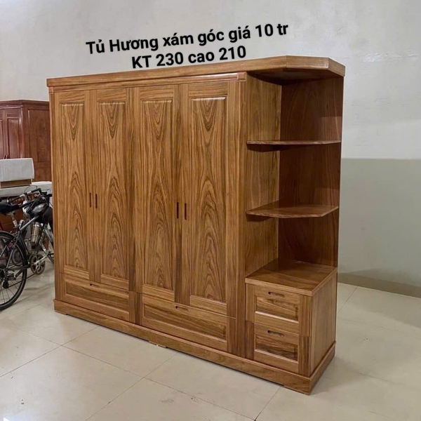 TỦ HƯƠNG XÁM GÓC 2M3 CAO 2M1 MS 329