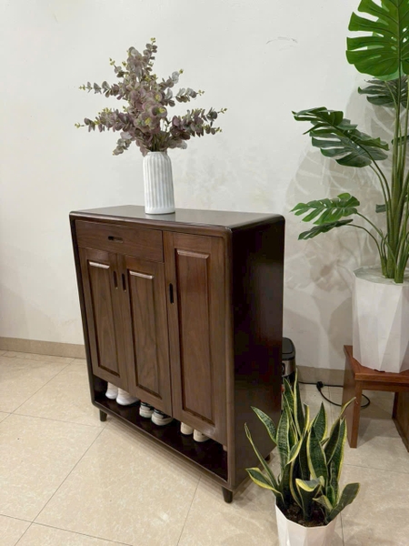 Tủ để giày dép gỗ óc chó phủ plywood KT ngang 1m cao 92 cm sâu 35 cm MS 416
