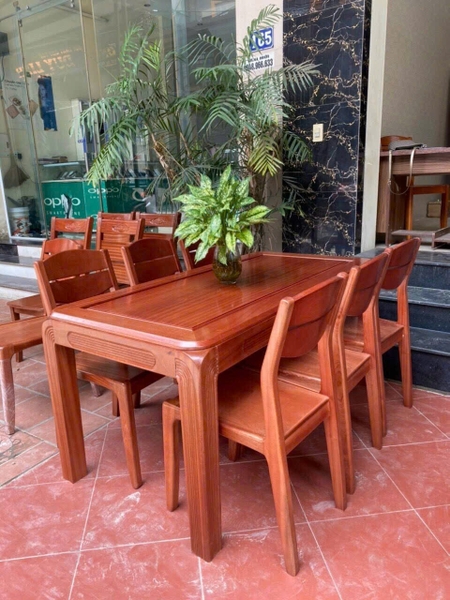 Bàn ghế ăn gỗ xoan đào tự nhiên KT 80*1M6 MS 430