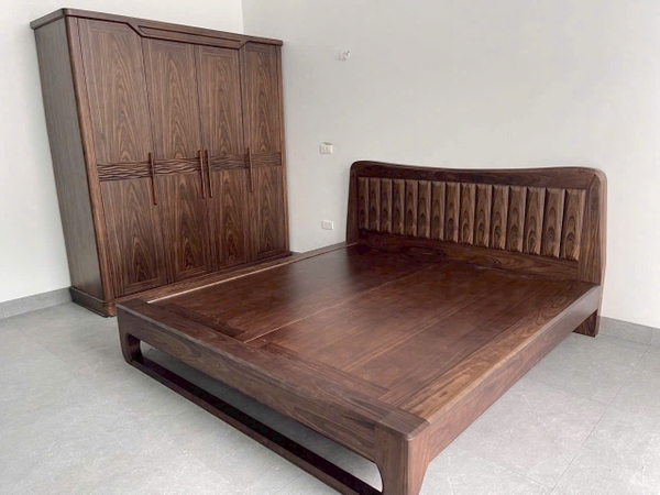 Combo tủ giường gỗ hương xám phủ vơnia MS 436