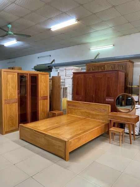 Combo giường tủ gỗ gõ MS 445