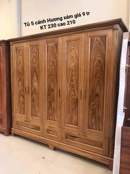 TỦ HƯƠNG XÁM 5 CÁNH KT 2M3 CAO 2M1 MS 335