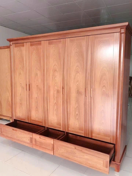 Tủ áo gỗ xoan đào cánh Phẳng