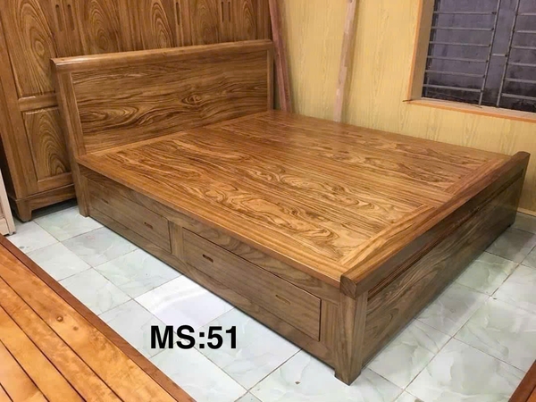 Giường ngăn kéo Gỗ hương xám MS51