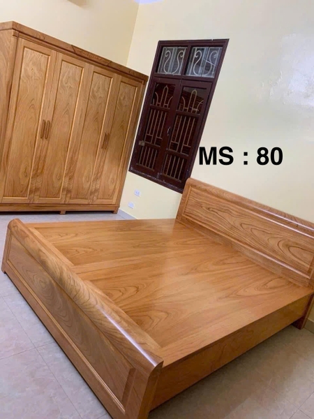 Commbo giường tủ gỗ phủ vơ nia MS80