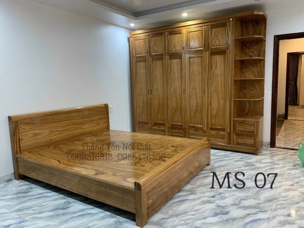 Combo giường tủ hương xám phủ vơ nia MS07