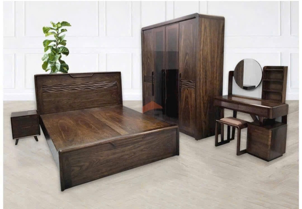 Combo phòng ngủ gỗ mun phủ vơ nia MS142