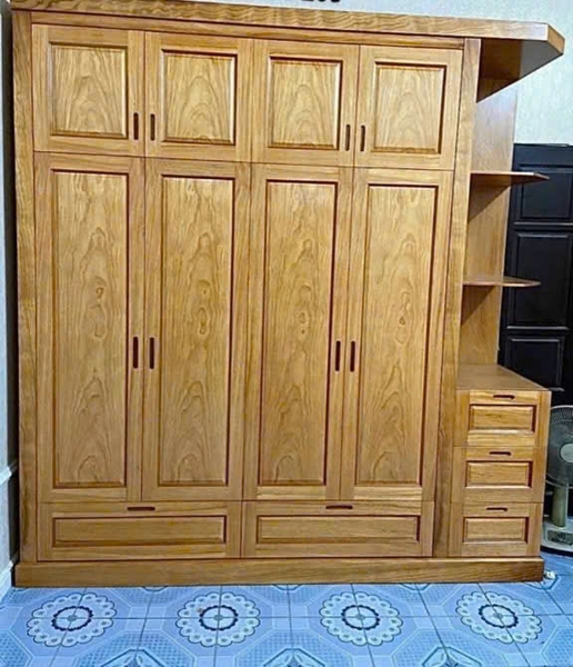 Tủ gỗ 4 cánh cộng góc trang trí MS141