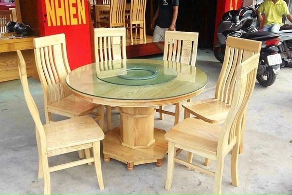 Bàn tròn gỗ sồi nga MS136