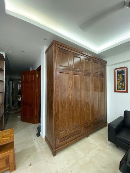 Tủ gỗ hương xám sơn màu óc chó MS132