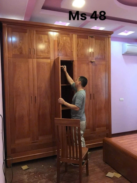 Tủ gỗ 5 cánh xoan đào MS48