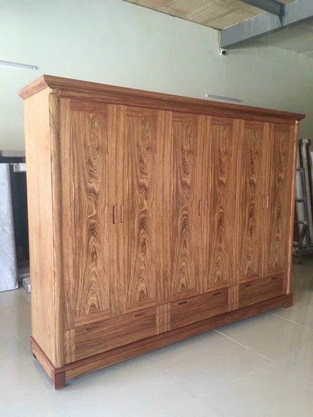 Tủ 6 cánh gỗ hương xám và xoan đào MS128