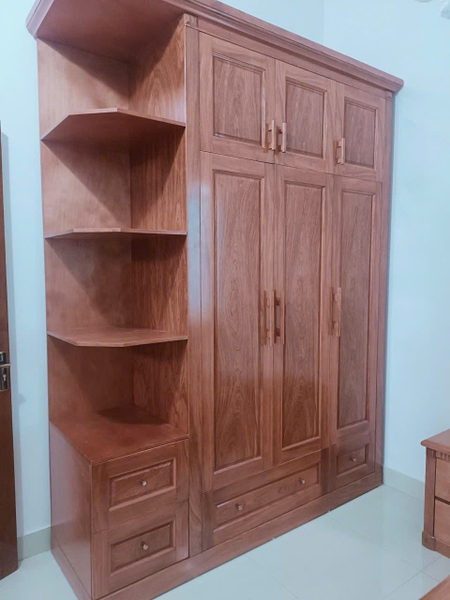 Tủ gỗ hương đá 3 cánh cộng góc trang trí MS119