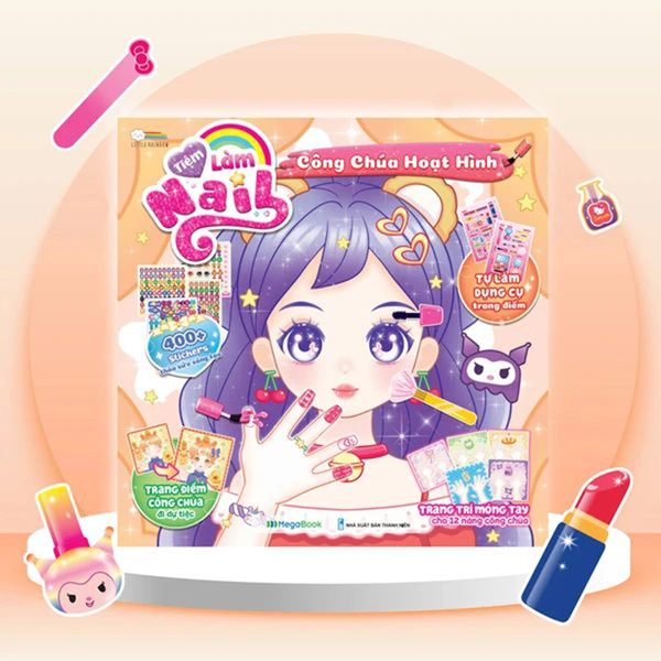 Tiệm Làm Nail - Công Chúa Hoạt Hình (400 Stickers Dễ Thương) - Sách Bóc Dán Sticker Cho Bé Gái