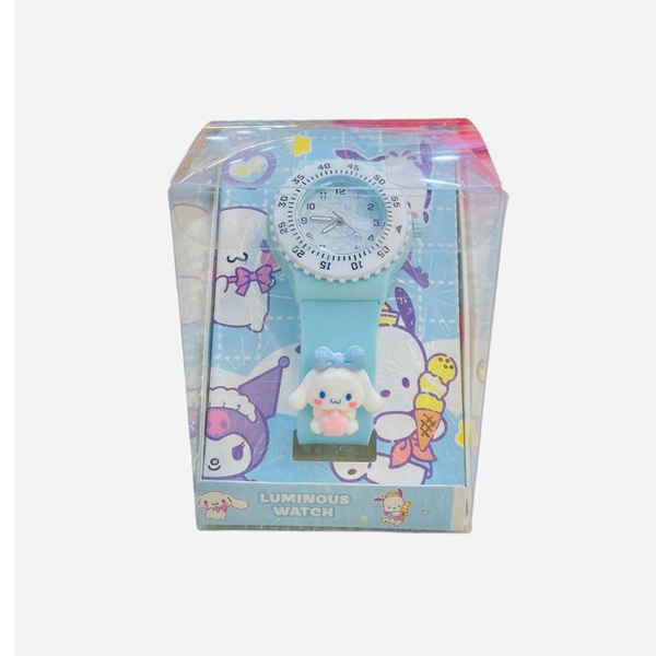 Đồng Hồ Đeo Tay Cho Bé Mặt Số Dây Đính Sticker Nổi Kèm Hộp Nhựa Trong Sanrio Family Mix 5 Mẫu