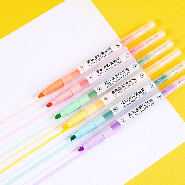 Vỉ 6 Bút Nhớ Dòng Guangbo 2 Đầu Màu Pastel BH02602