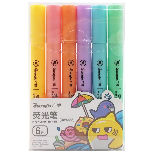 Vỉ 6 Bút Nhớ Dòng Guangbo Pastel BH02600