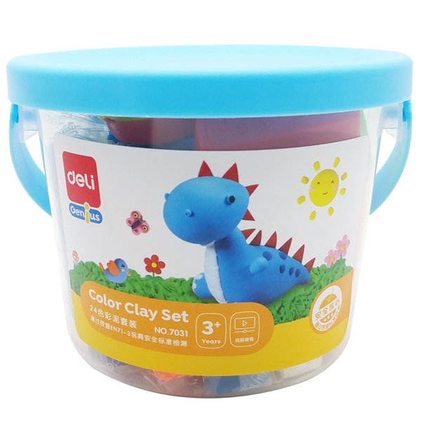 Bộ Đất Nặn Deli 24 Màu+7 Khuôn Màu Xanh 7031-XD