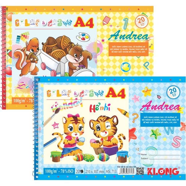 Vở Vẽ A4 K.Long Gáy Lò Xo TP713 20 Tờ