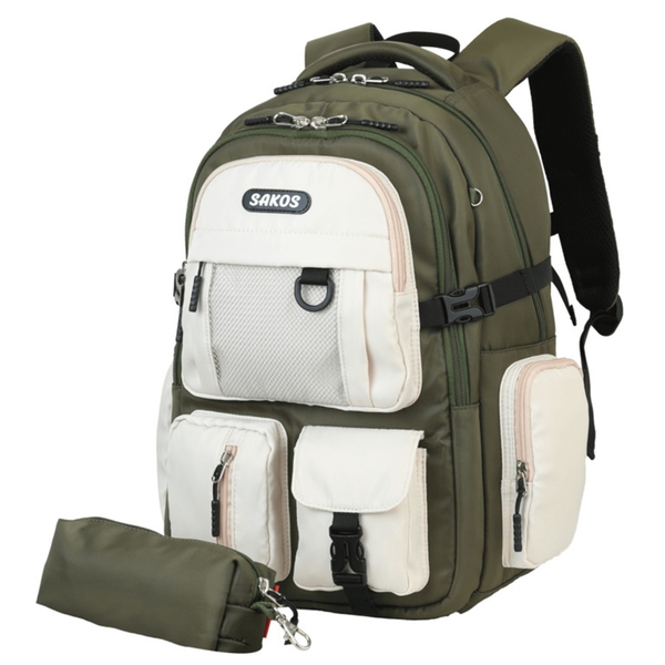 Ba Lô Học Sinh Sakos Stormy Màu Xanh Rêu