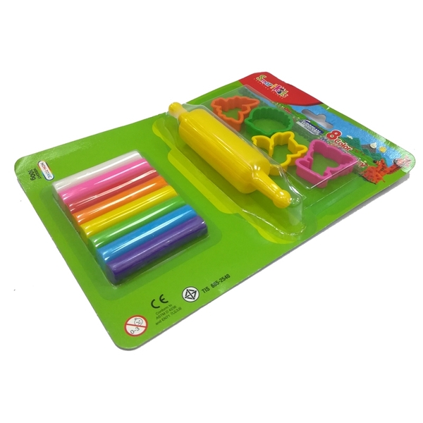 Sáp Nặn Smartkids 8 Màu Neon (4 Khuôn + 1 Cây Lăn) SK-BL8M5N