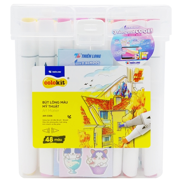 Hộp Bút Lông 48 Màu Mỹ Thuật Colorkit Art Marker AM-C006