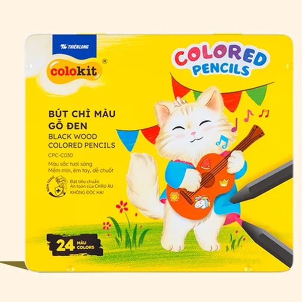 Bút Chì Màu Gỗ Đen Black Wood Colored Pencils - Colokit CPC-C030 24 Màu