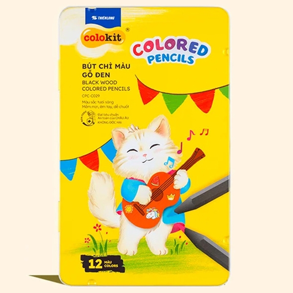Bút Chì Màu Gỗ Đen Black Wood Colored Pencils - Colokit CPC-C029 12 Màu