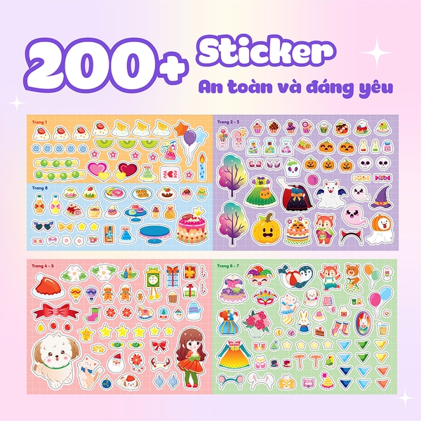 Sách Bóc Dán Sticker Cho Bé Gái - Công Chúa Cherry - Bữa Tiệc Ngọt Ngào