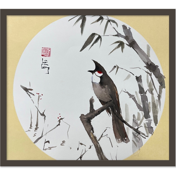 Tranh Màu Nước - Tiếng Chim Hót Trong Bụi Tre - ADC67