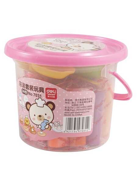 Bộ Đất Nặn Deli 24 Màu+7 Khuôn Màu Hồng 7031-HO