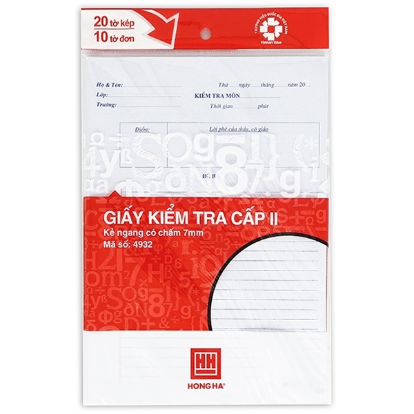Giấy Kiểm Tra Hồng Hà Kẻ Ngang Có Chấm 4932