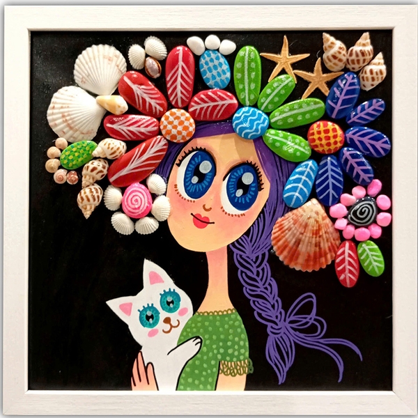 Tranh Sỏi Arcylic - Mèo Và Em - ADC147