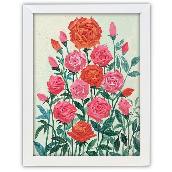 Tranh Đắp Nổi Arcylic - Vườn Hồng Trong Xuân Sớm - ADC154