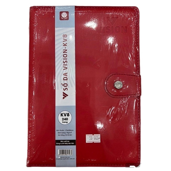 Sổ Da Hải Tiến Khuy Bấm Vision V8KB 7963 240Tr